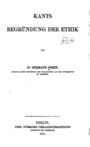 Front cover of Kants Begründung der Ethik by Hermann Cohen