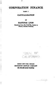 Front cover of Corporation finance .. by Walter Hastings Lyon