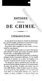 Cover of Notions générales de chimie by Théophile-Jules Pelouze