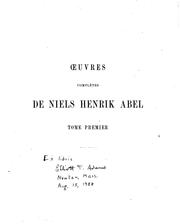 Cover of Oeuvres complètes de Niels Henrik Abel by Niels Henrik Abel