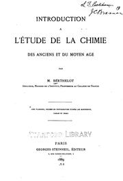 Front cover of Introduction à l'étude de la chimie des anciens et du moyen âge by M. Berthelot
