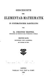 Cover of Geschichte der Elementar-mathematik in systematischer Darstellung by Johannes Tropfke