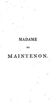 Front cover of Madame de Maintenon by Stéphanie Félicité, comtesse de Genlis