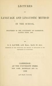 Front cover of Lectures on language and linguistic method in the school by Laurie, Simon Somerville
