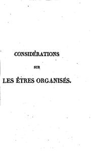 Front cover of Considerations sur les êtres organisés by Jean-Claude de La Métherie