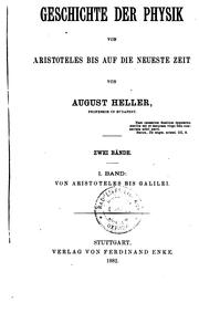 Front cover of Geschichte der Physik von Aristoteles bis auf die neueste Ziet by Ágost Heller