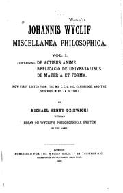 Cover of Miscellanea philosophica by John Wycliffe