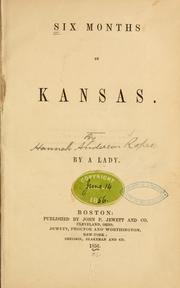 Front cover of Six months in Kansas by Hannah Anderson Ropes