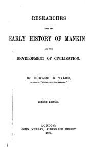Front cover of Researches into the early history of mankind and the development of civilization by Edward B. Tylor