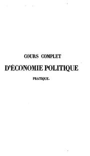 Front cover of Cours complet d'économie politique pratique by Jean Baptiste Say