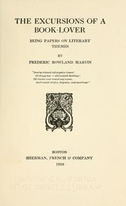 Cover of The excursions of a book-lover by Marvin, Frederic Rowland