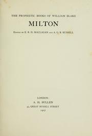 Front cover of The prophetic books of William Blake; Milton by William Blake