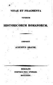 Front cover of Vitae et fragmenta veterum historicorum romanorum by August Wilhelm Ferdinand Krause