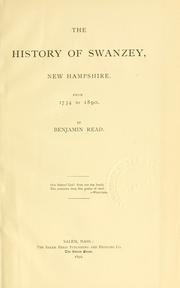 Front cover of The history of Swanzey, New Hampshire, from 1734 to 1890 by Benjamin Read