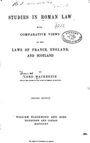 Cover of Studies in Roman law by Thomas Mackenzie Mackenzie