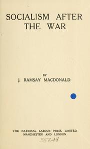 Front cover of Socialism after the war by James Ramsay MacDonald