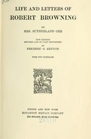 Front cover of Life and letters of Robert Browning by Orr, Sutherland Mrs.