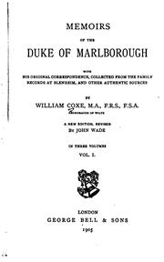 Cover of Memoirs of the Duke of Marlborough by Coxe, William