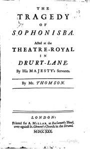 Front cover of The tragedy of Sophonisba by James Thomson