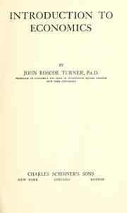 Cover of Introduction to economics by Turner, John Roscoe