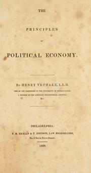 Front cover of The principles of political economy by Henry Vethake