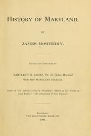 Front cover of A history of Maryland by McSherry, James