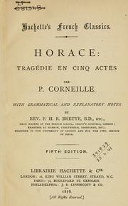 Front cover of Horace, tragédie en cinq actes by Pierre Corneille