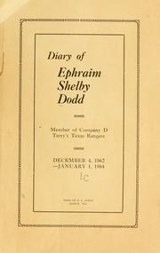 Front cover of Diary of Ephraim Shelby Dodd by Ephraim Shelby Dodd