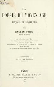 Front cover of La poésie du moyen âge by Gaston Paris