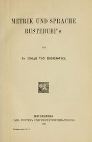 Front cover of Metrik und Sprache Rustebuef's by Edgar von Mojsisovics