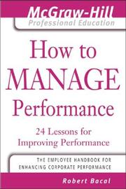 Cover of How to manage performance by Robert Bacal