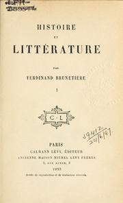 Front cover of Histoire et littérature by Ferdinand Brunetière