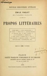 Front cover of Propos littéraires by Émile Faguet