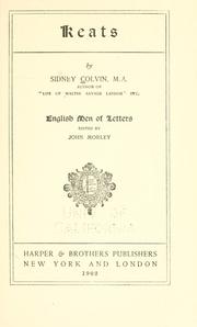 Cover of Keats by Colvin, Sidney Sir