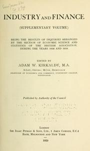 Cover of Industry and finance by Adam Willis Kirkaldy