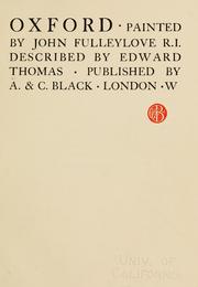 Front cover of Oxford, painted by John Fulleylove by Edward Thomas