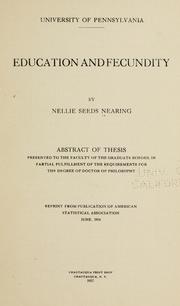 Front cover of Education and fecundity by Nellie M. S. Nearing