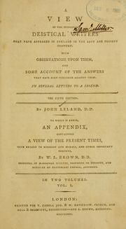 Front cover of A view of the principal deistical writers that have appeared in England in the last and present century by John Leland