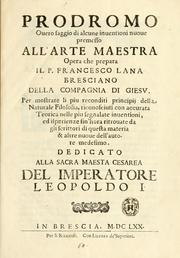 Cover of Prodromo, ouero, Saggio di alcune inuentione nuoue, premesso all'arte maestra by Francesco Lana Terzi