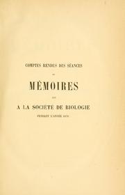 Front cover of Comptes rendus des séances de la Société de biologie et de ses filiales by Société de biologie, Paris.