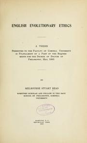 Cover of English Evolutionary Ethics by Melbourne Stuart Read