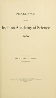 Front cover of Proceedings of the Indiana Academy of Science by Indiana Academy of Science.