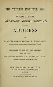 Front cover of The Victoria Institute, 1888 by Victoria Institute (Great Britain)
