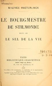 Front cover of Le bourgmestre de Stilmonde by Maurice Maeterlinck