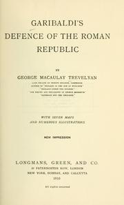 Front cover of Garibaldi's defence of the Roman Republic by George Macaulay Trevelyan