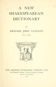 Cover of A new Shakespearean dictionary by Richard John Cunliffe