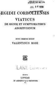 Front cover of Egidii Corboliensis Viaticus de signis et symptomatibus aegritudium by Gilles de Corbeil