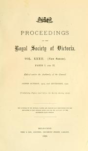 Front cover of Proceedings of the Royal Society of Victoria by Royal Society of Victoria (Melbourne, Vic.)