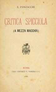 Front cover of Critica spicciola by Panzacchi, Enrico