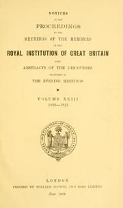 Front cover of Proceedings by Royal Institution of Great Britain.